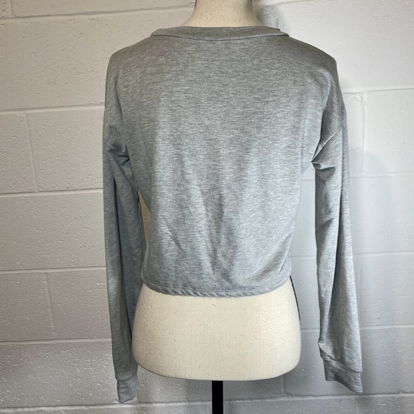 Misska Heather Gray Cropped Drawstring Sweatshirt - Picture 5 of 8